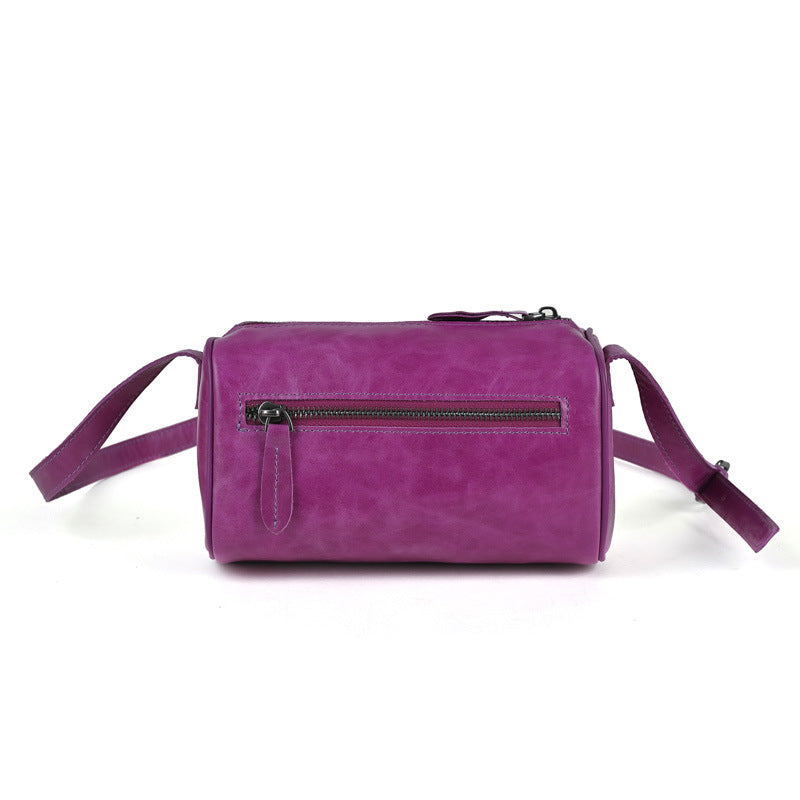 Women's & Men's First Layer Vegetable Tanning Leather Cylinder Bags
