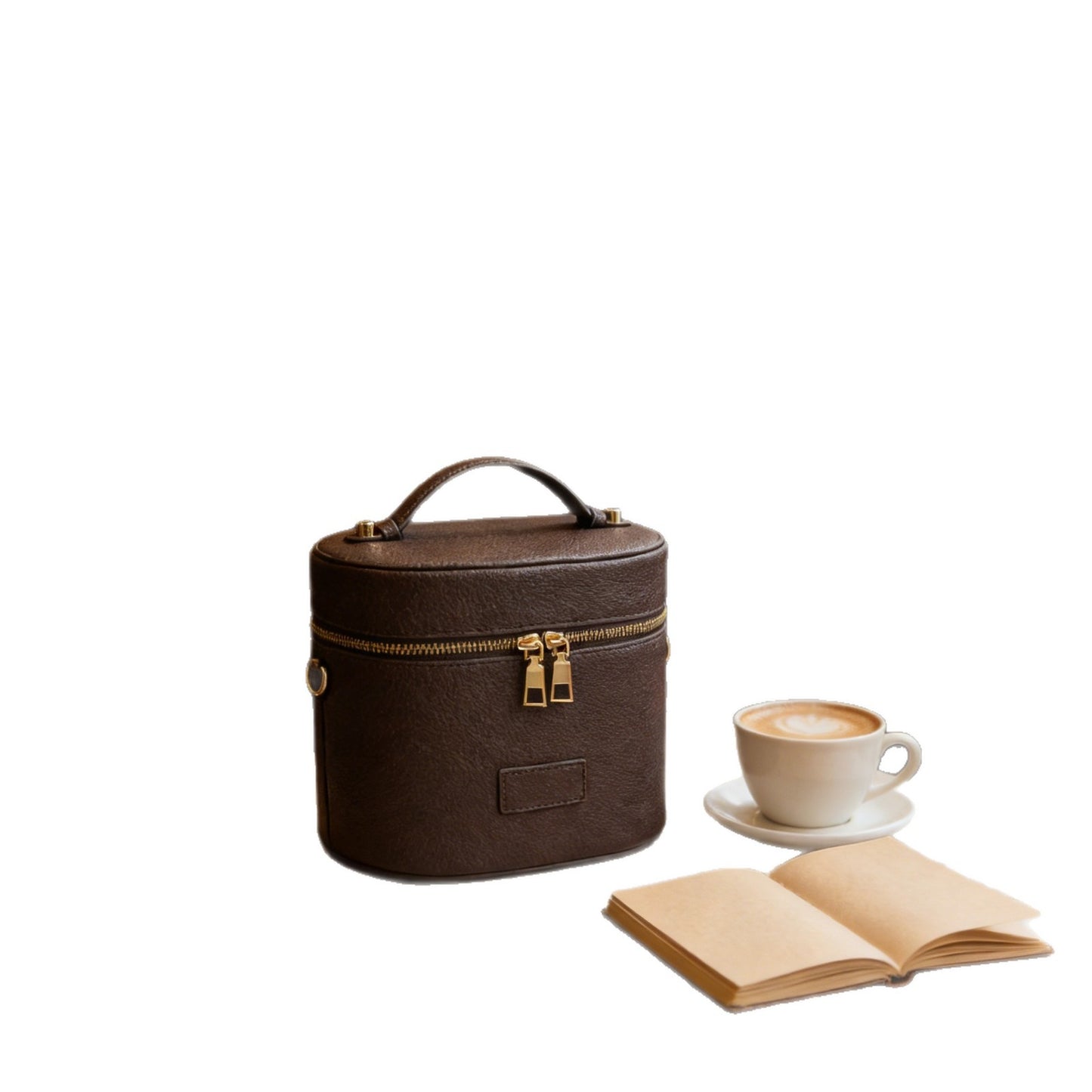 Lychee Pattern Fashionable Portable Diagonal Strap Leather Large Makeup Bag