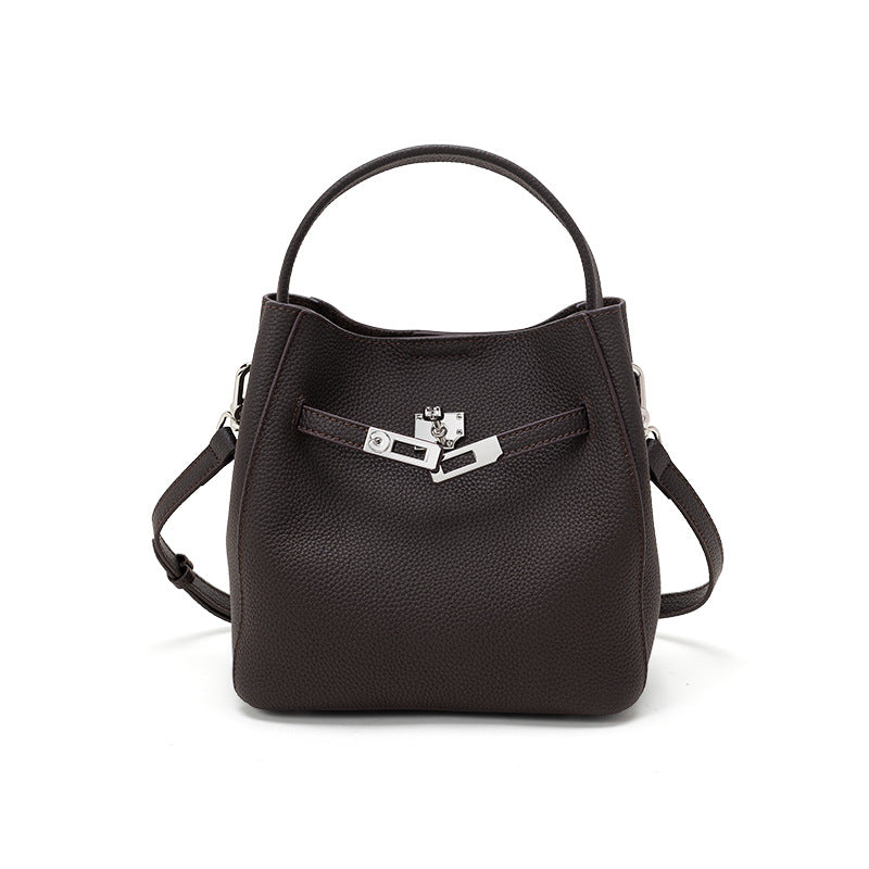 Women's First Layer Cowhide Vegetable Basket Leather Women's Messenger Bag