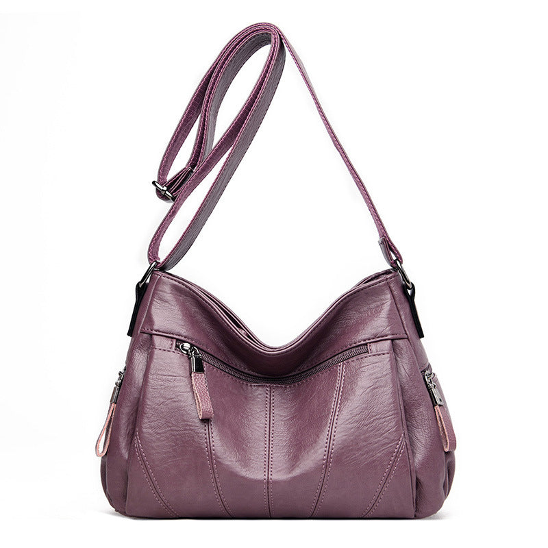 Women's Washed Soft Leather Multifunctional Large Capacity Women's Messenger Bag