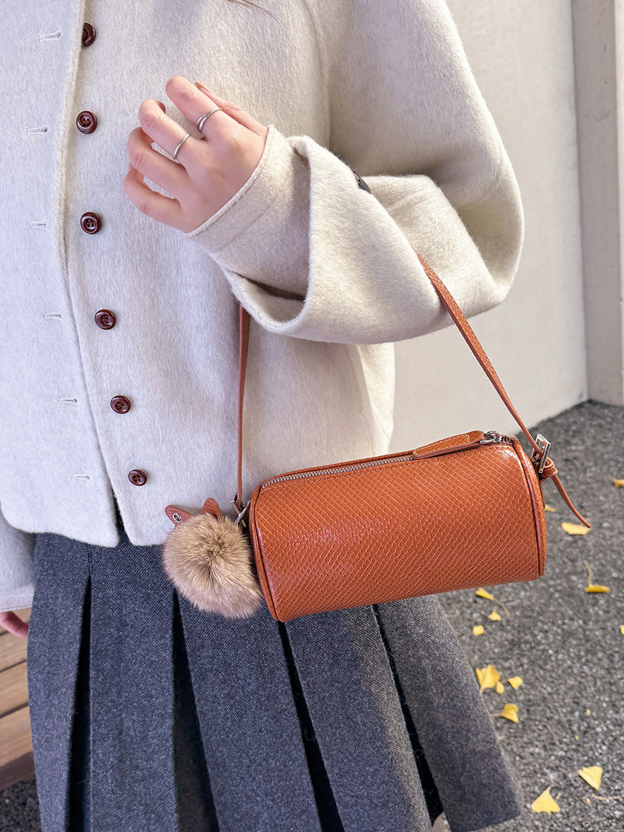 Boston Round High-grade Litchi Pattern Simple Bags