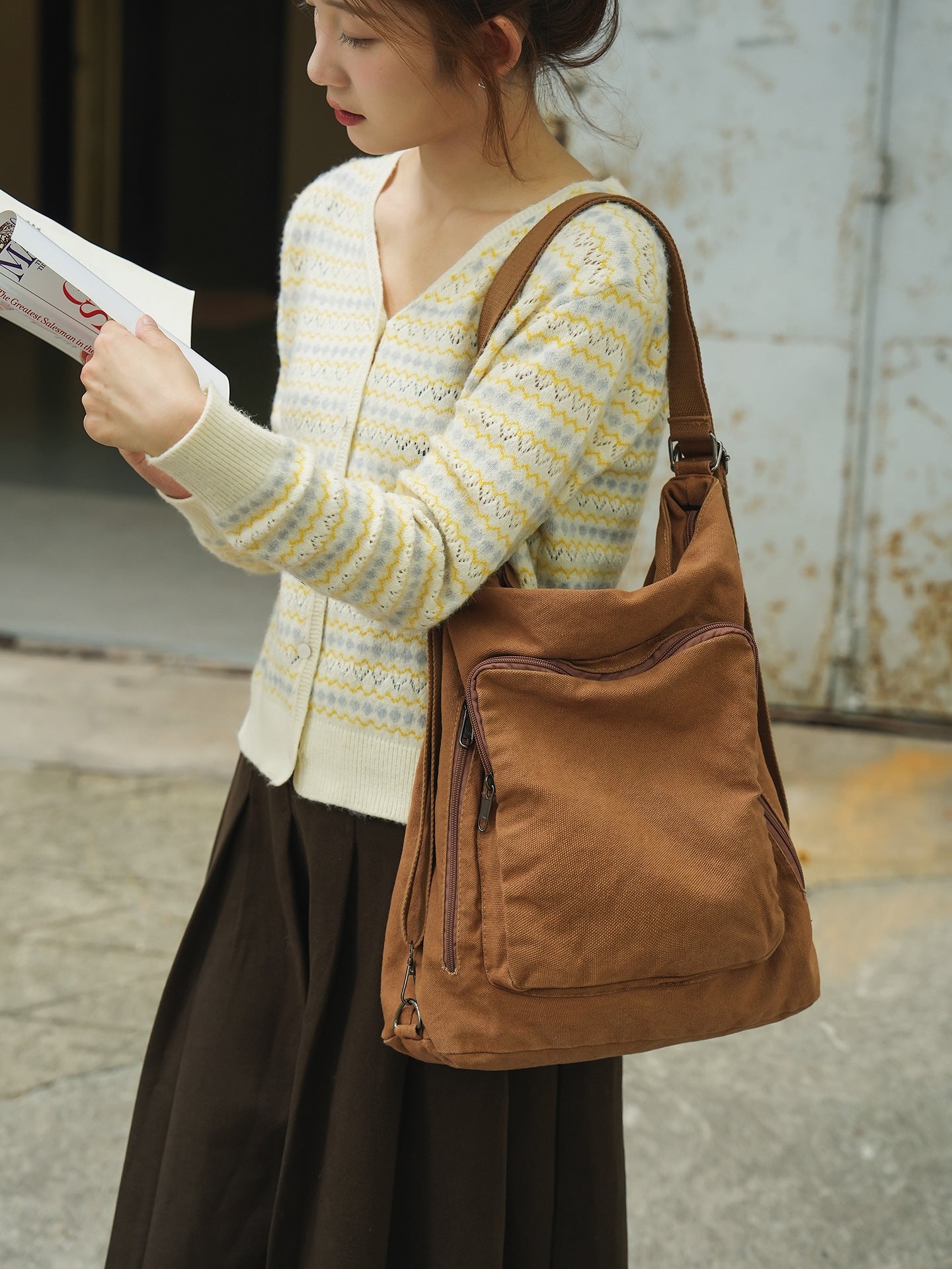 Women's Retro Washed Canvas Mori Style Multifunctional Women's Shoulder Bag