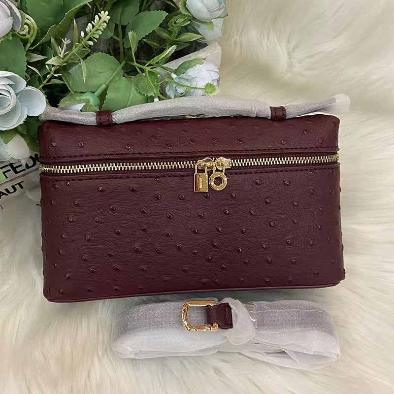 Outside Leather Ostrich Grain Cowhide Lunch Women's Handbag
