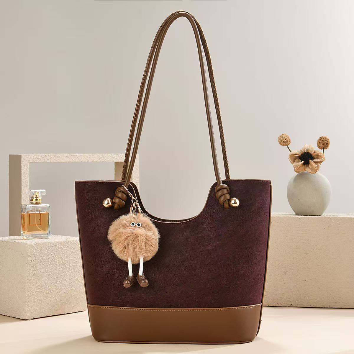 Doll Ornaments Stitching Fashion Versatile Retro Tote Bag