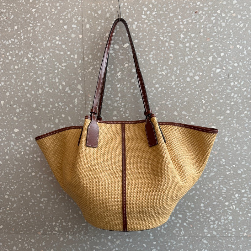 Women's Large Capacity Straw Vacation Style Woven Tote Bags