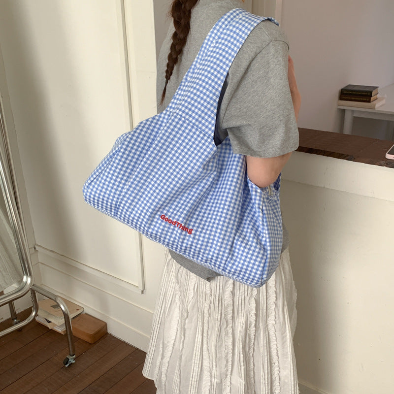 Plaid Female Leisure Large Capacity Letter College Daily Class Bags