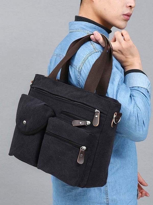 Men's Washed Canvas Trendy Urban Simple Style Men's Messenger Bag