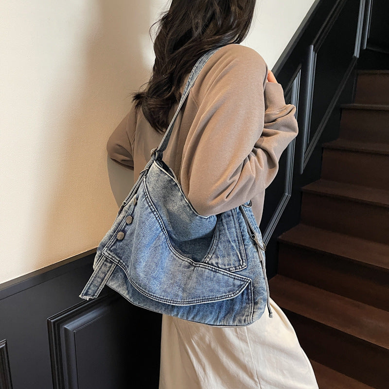 Women's Denim Fashion High-grade Large Capacity Commuter Women's Shoulder Bag