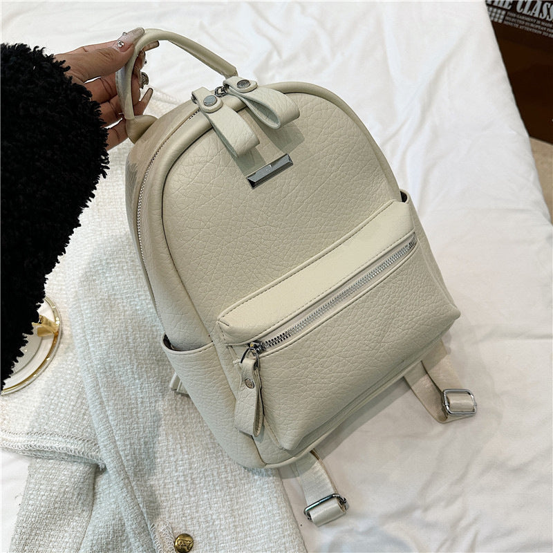 Women's Fashionable Simple Large Capacity Solid Color Korean Style High Texture Women's Backpack