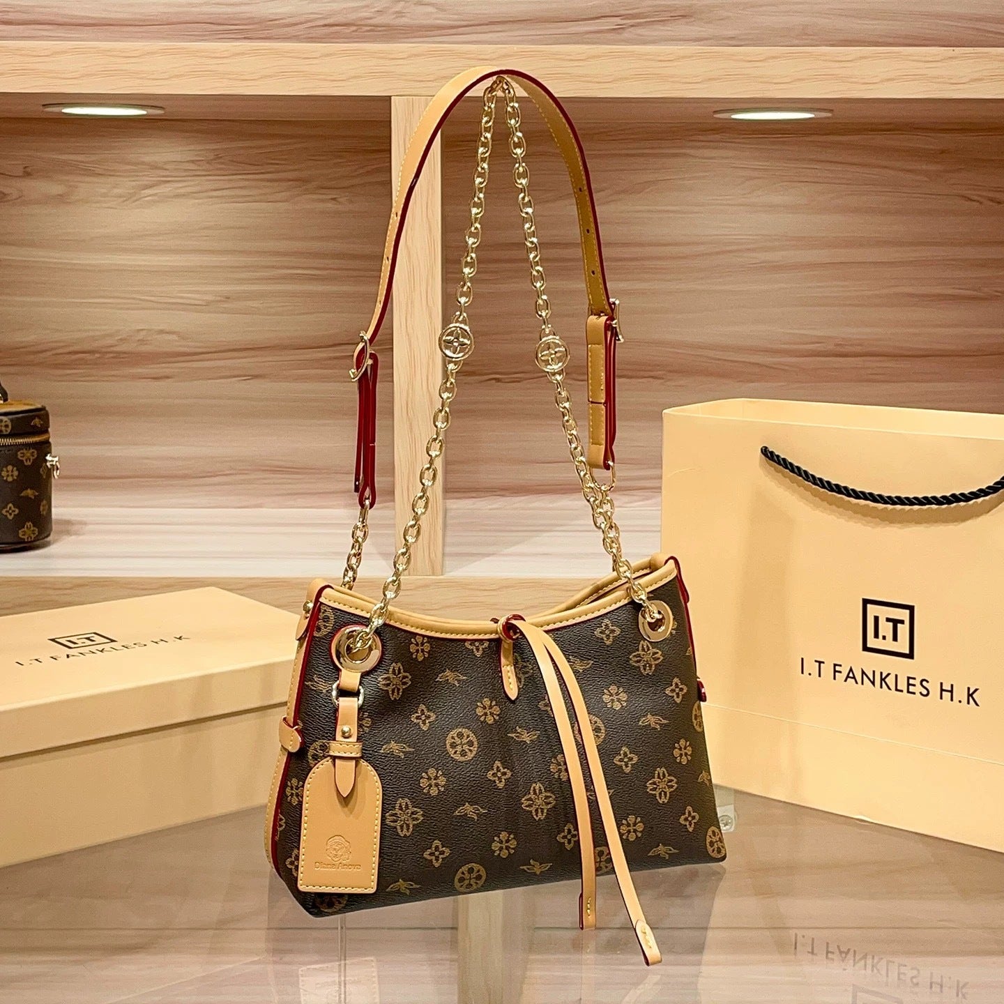 Real With Label Chip V Genuine Leather Bags