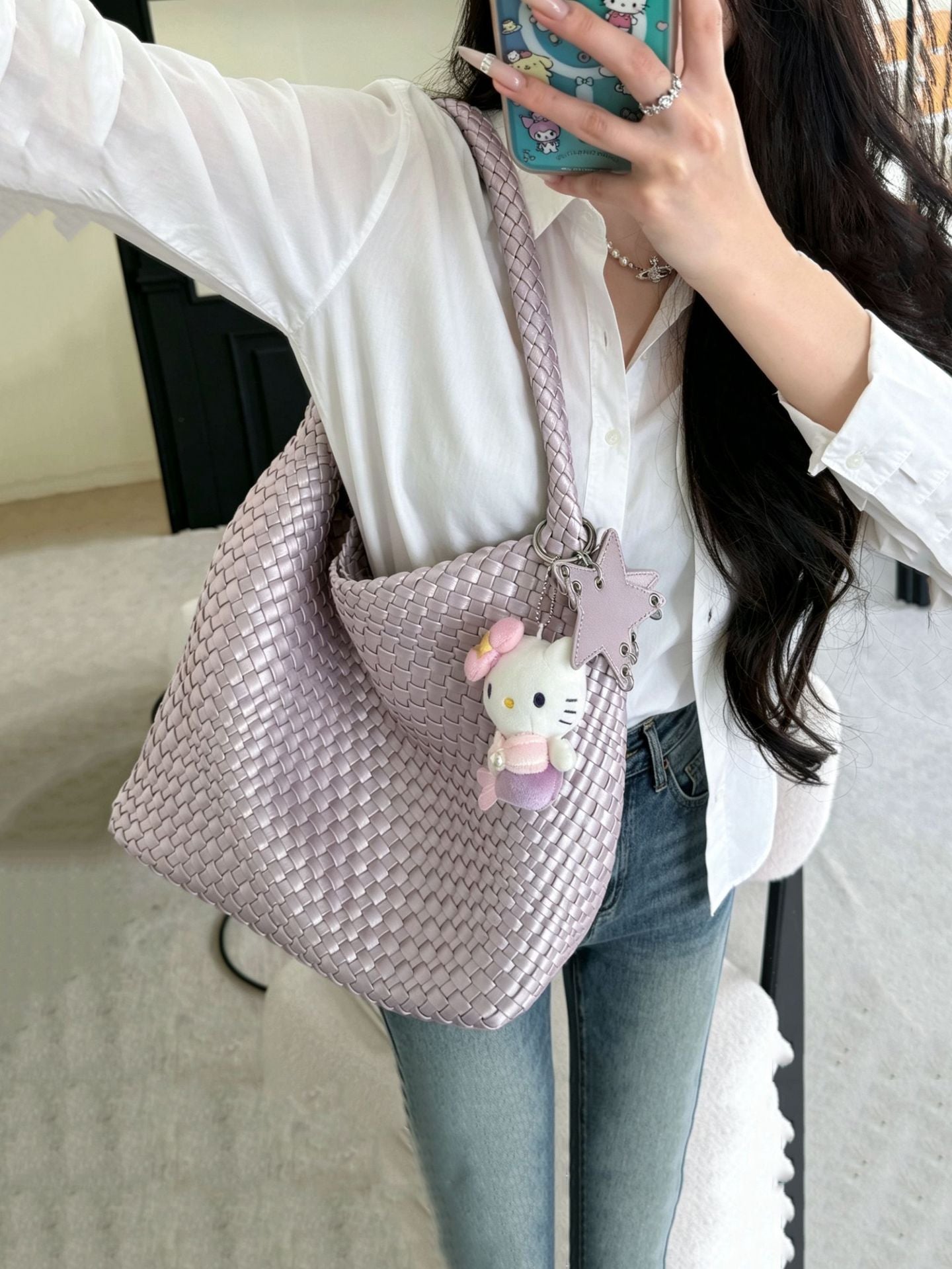 Women's Mermaid Handmade Woven Underarm Large Capacity Bucket Bag