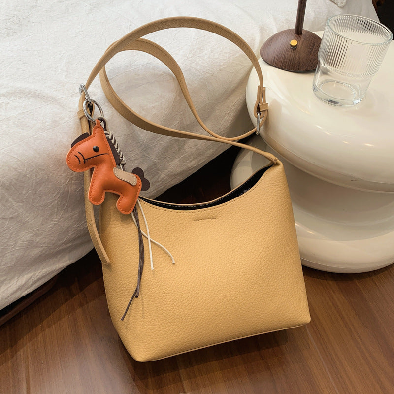 New Women's Cowhide Hand Holding Pillow Underarm Bag
