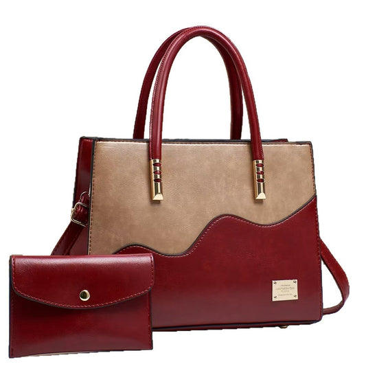 Women's Commuter Color Matching Advanced Sense Large Tote Bag