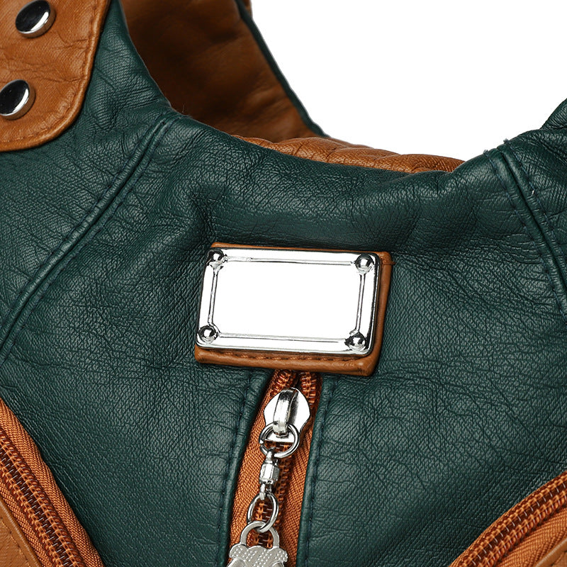 Women's Soft Leather Washed Fashion Trendy Women's Handbag