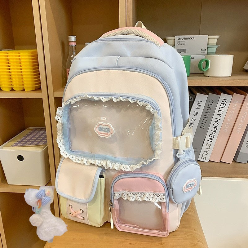 Contrast Color Girlish Preppy Style For Junior Backpacks