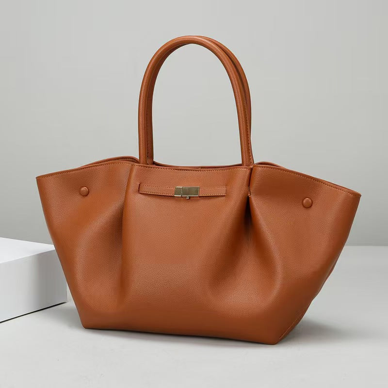 Women's Fashionable High-grade Large Capacity Lychee Pattern Temperament Women's Handbag