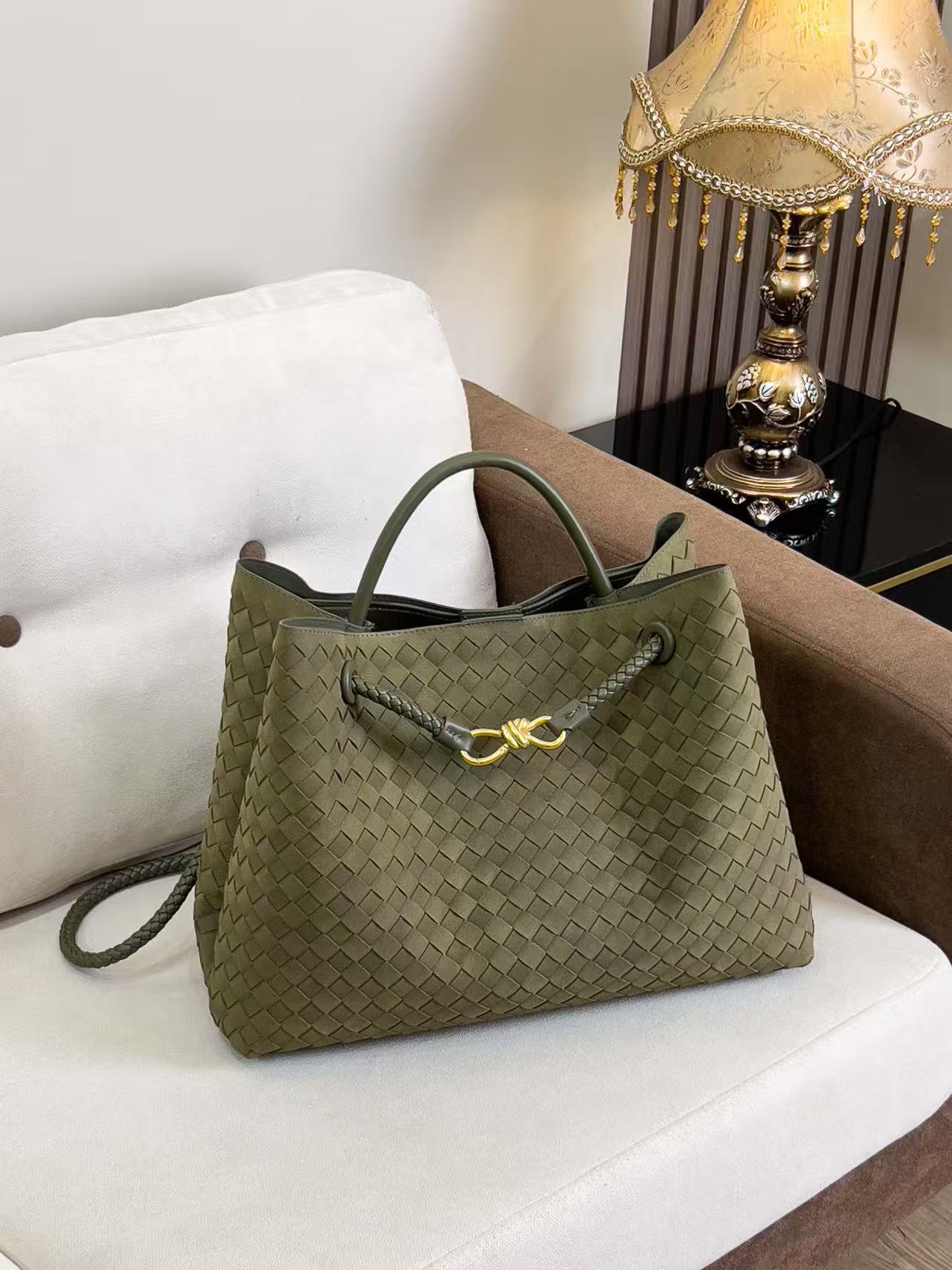 Women's Woven Large Capacity Totes Grid For Tote Bag