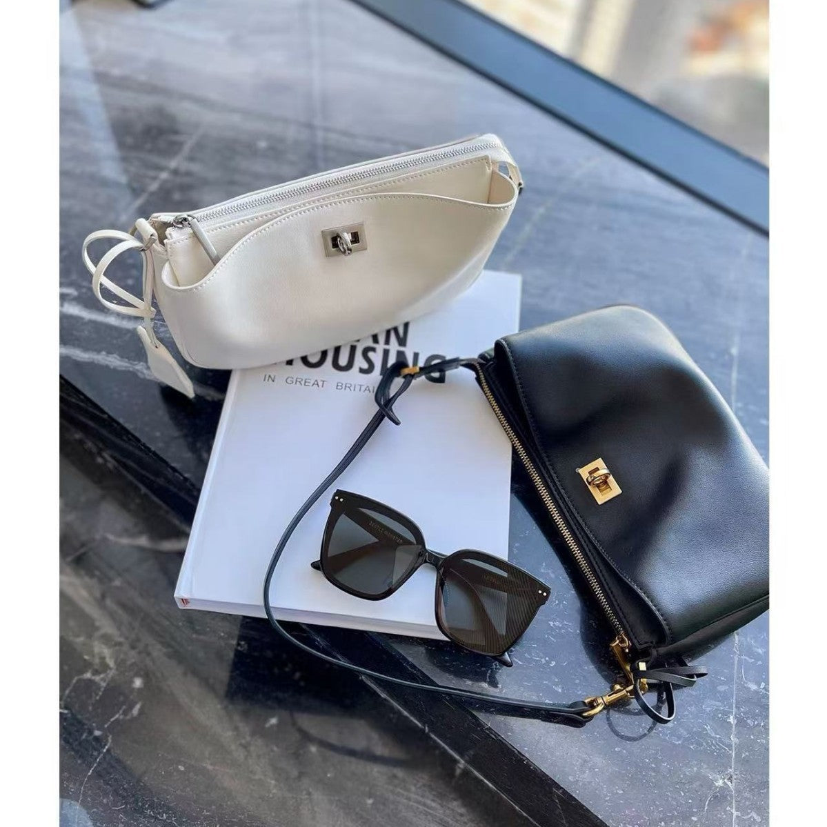 Pretty Callie Baguette High-grade Leather Motorcycle Small Square Bags