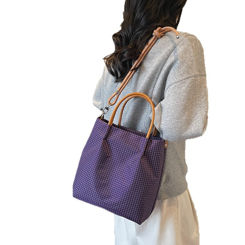 Women's Climbing Rope Elegant Plaid Nylon Canvas Women's Handbag
