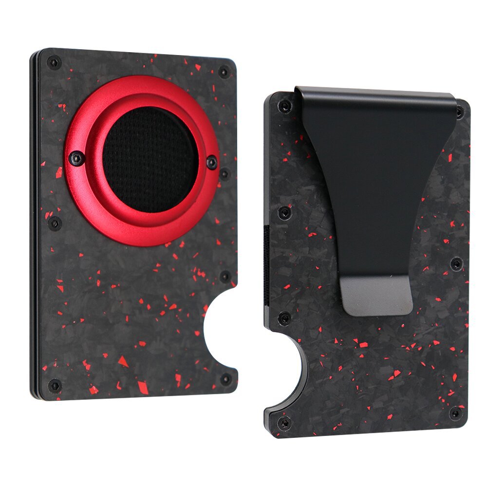 Carbon Fiber Pattern Swiping Aluminum Alloy Clamp Card Holder