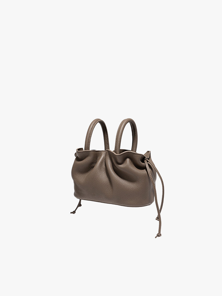 Women's Streamline Series Pleated Underarm Leather Bucket Bag