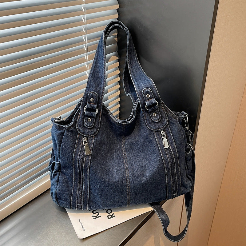 Women's Denim Retro Large Capacity Underarm Fashion Tote Bag