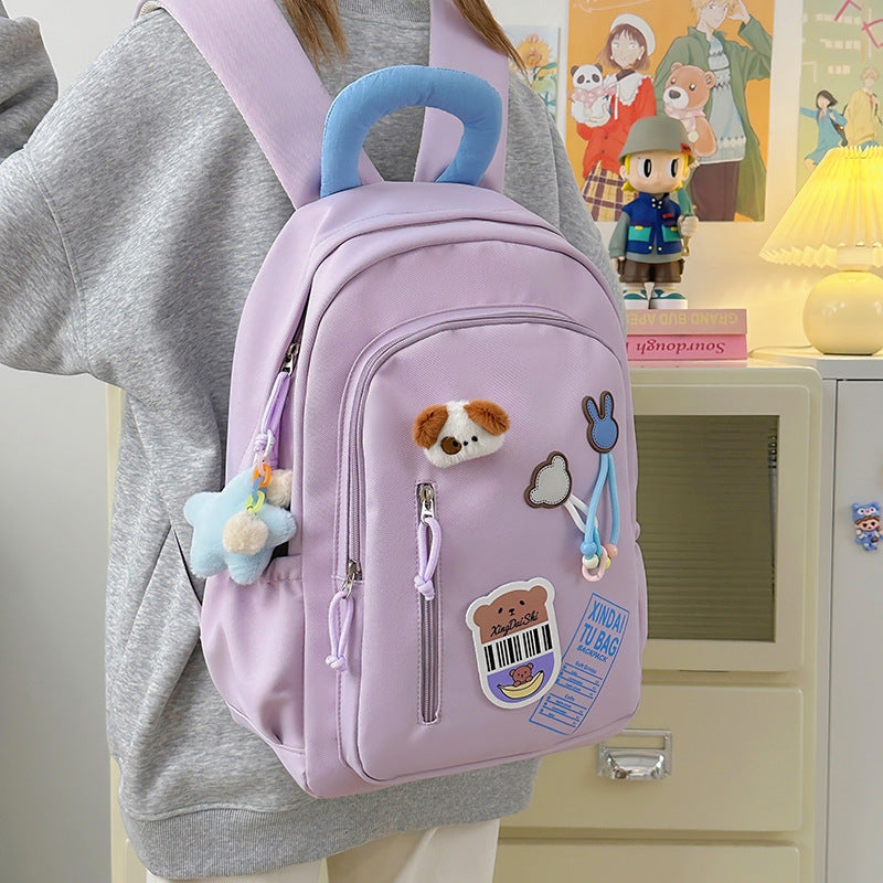 Style Good-looking Early Solid Color High College Western Leisure Backpack