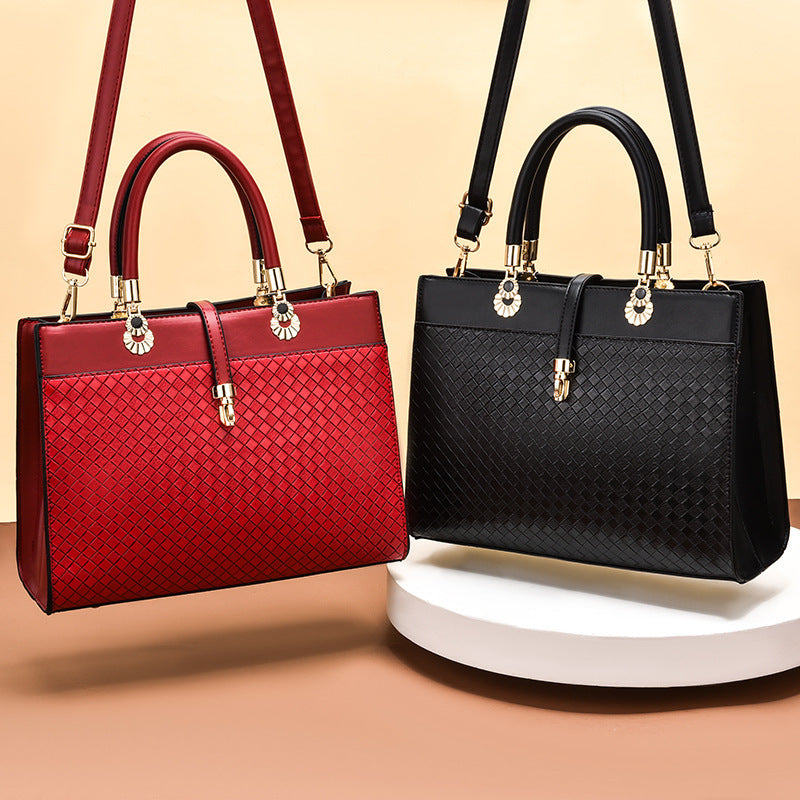 Women's Large Capacity Hand-held Woven Pattern Big Women's Shoulder Bag