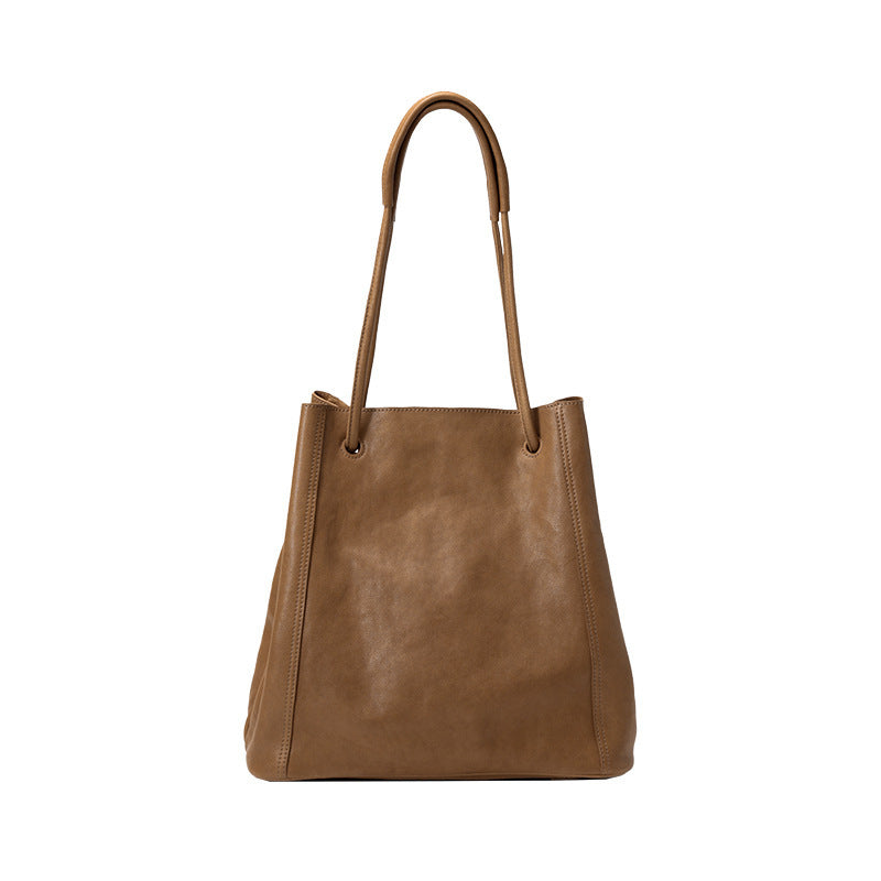 Women's Commuter Large Capacity Totes Genuine Retro Bucket Bag