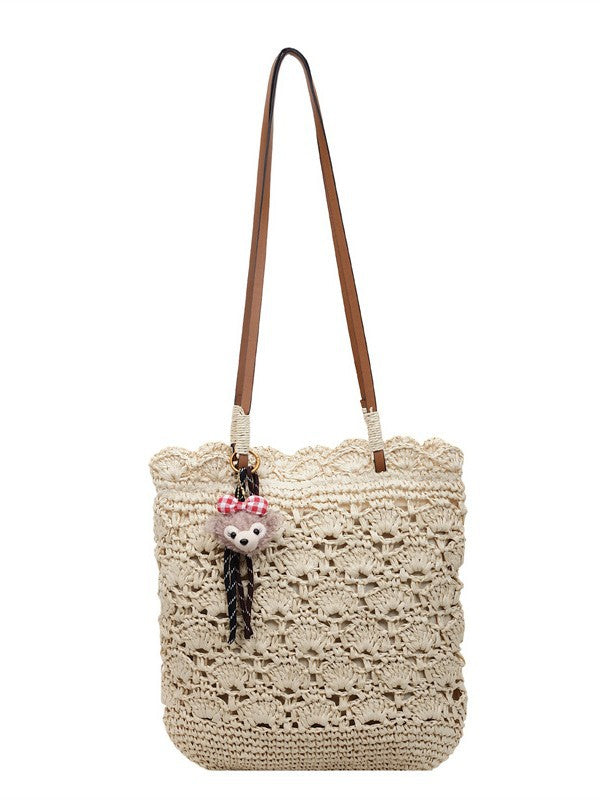 Women's Simple Niche Crocheted Woven Artistic Portable Seaside Women's Shoulder Bag