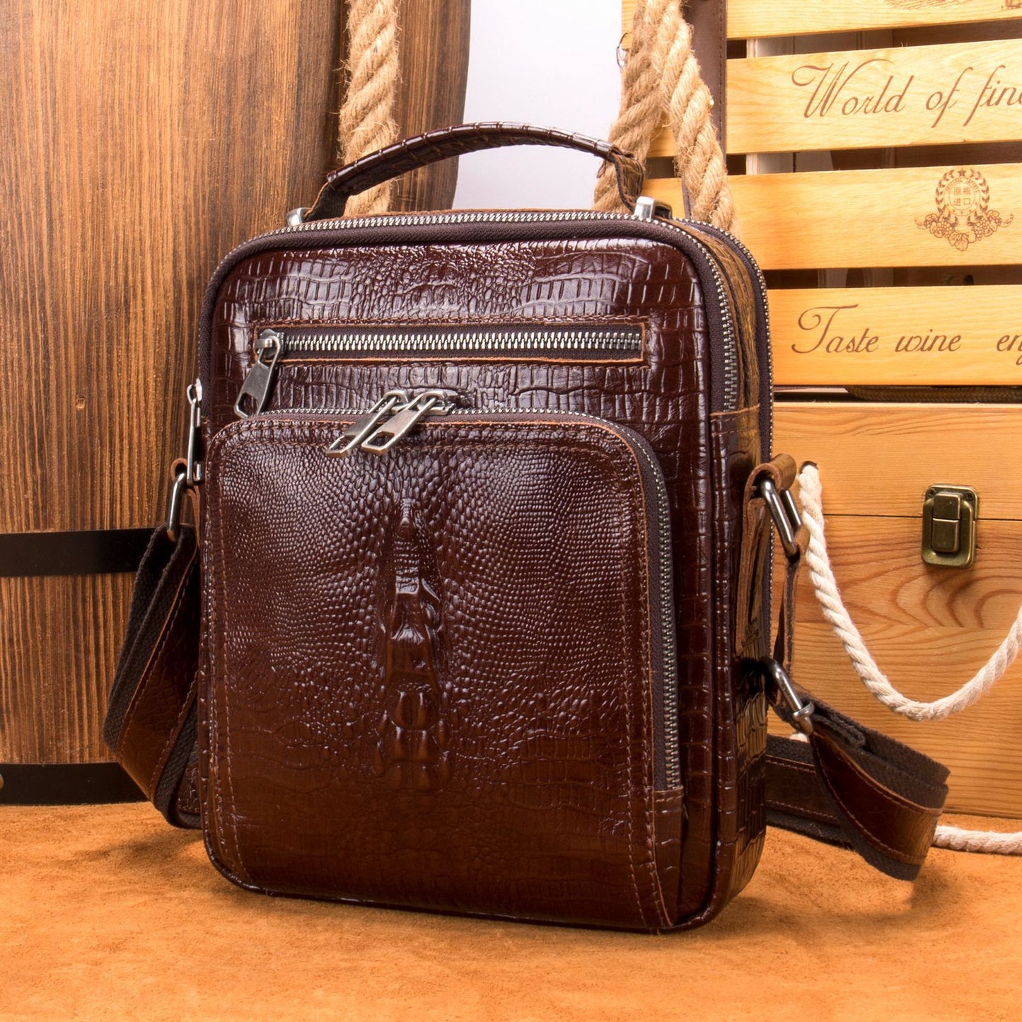 Men's Fashion Trend Niche Genuine Leather One Portable Shoulder Bags