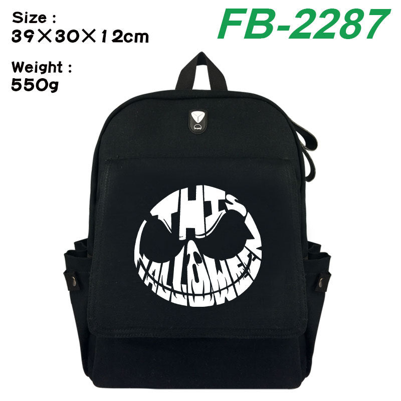 Christmas Night Horror Peripheral Printing Stylish Canvas Backpacks