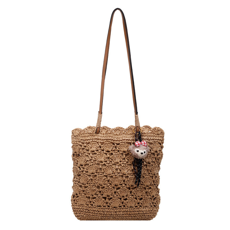Women's Simple Niche Crocheted Woven Artistic Portable Seaside Women's Shoulder Bag
