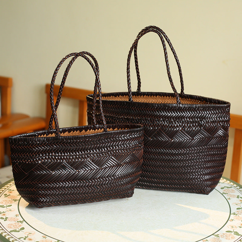 First Layer Cowhide Hand-woven Seaside Holiday Women's Shoulder Bag