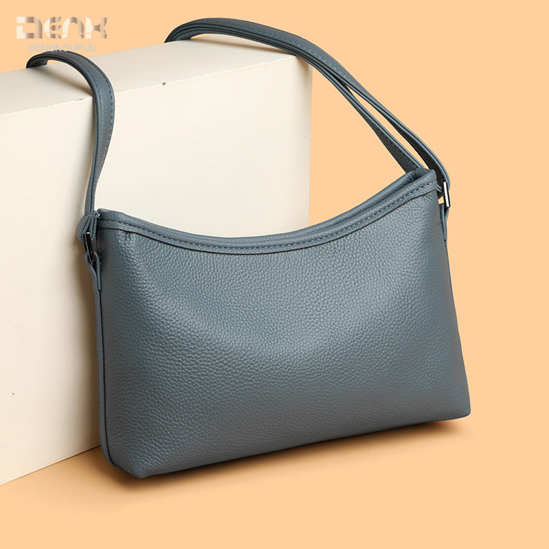 Women's Genuine Leather Simple Lychee Pattern First Women's Shoulder Bag