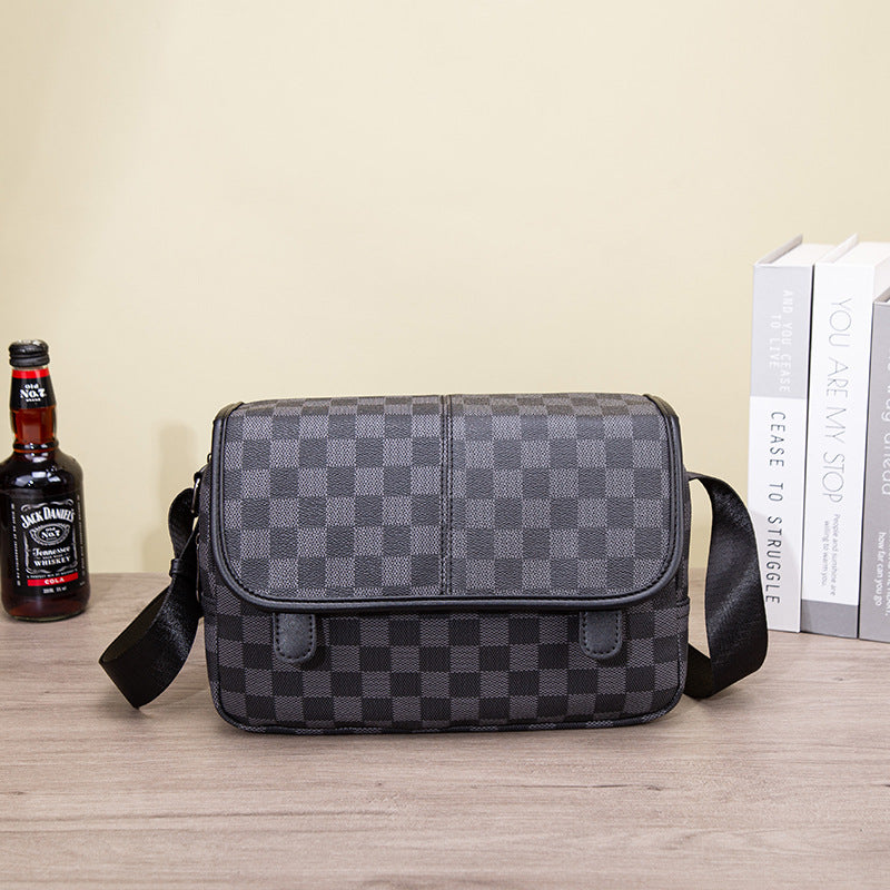 New Trendy Men's Storage Fashion Plaid Men's Messenger Bag