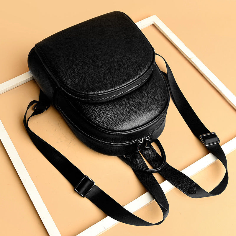 Women's First Layer Cowhide Large Capacity Simple Backpacks