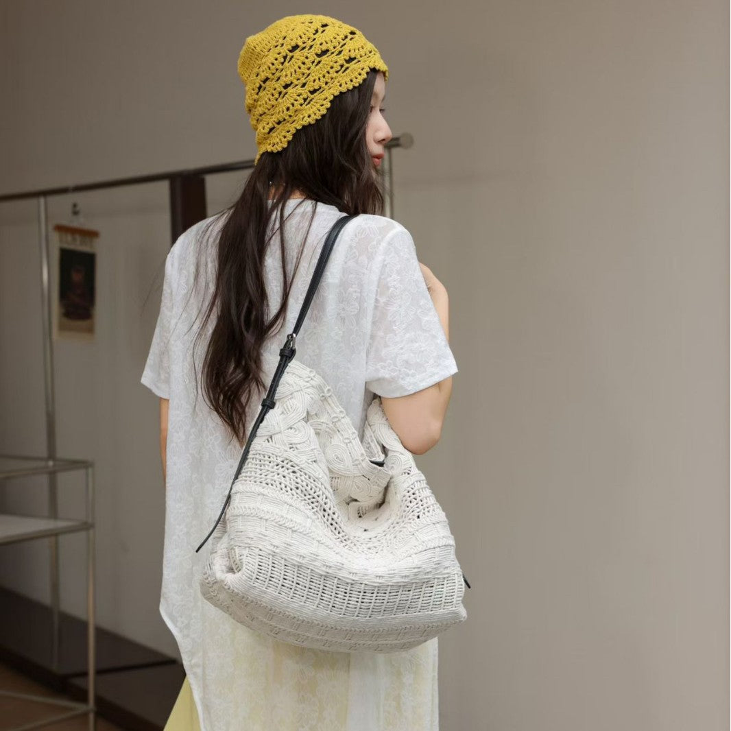 Women's Beach Woven Straw Single Knitted Summer Texture Large Capacity Women's Shoulder Bag