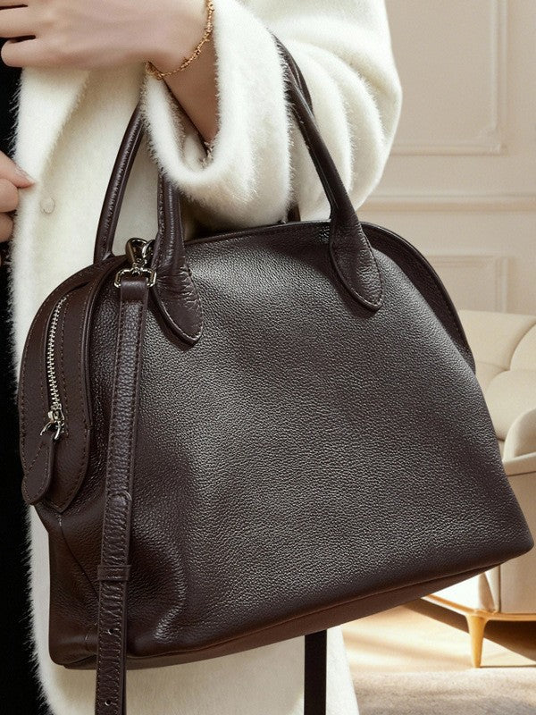 Women's Bowling Retro Minimalist Top Layer Cowhide Tote Bags