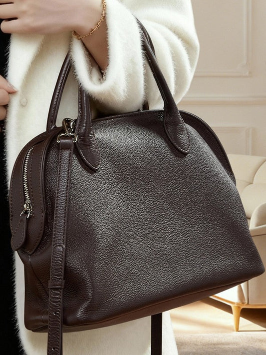 Women's Bowling Retro Minimalist Top Layer Cowhide Tote Bags