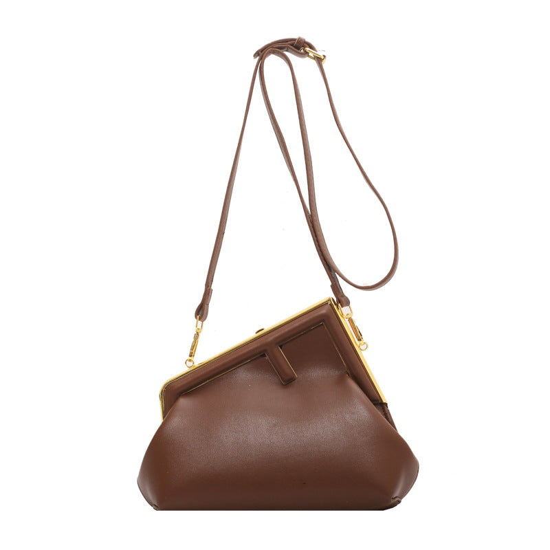 Women's Metal Clip Mouth Fashion Retro Simple Women's Shoulder Bag