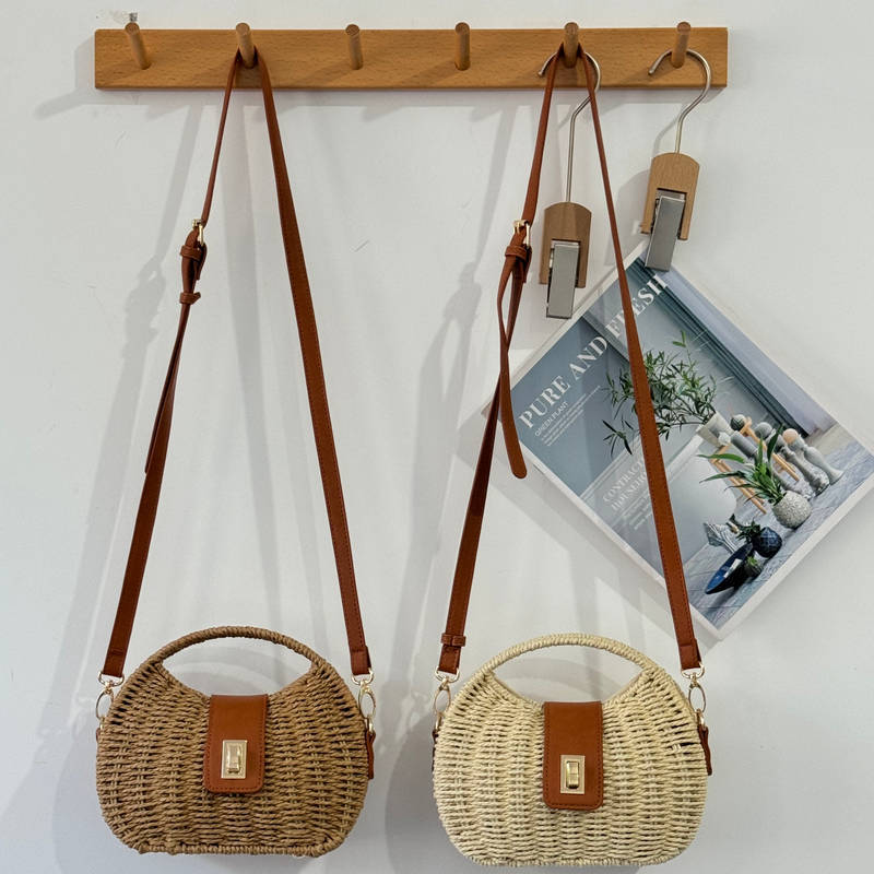 Fashion Frame Woven Hand Paper String Simple Bags