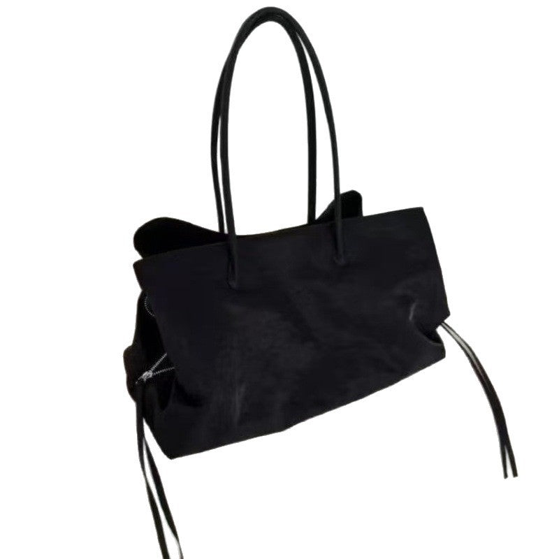 Women's & Men's Black Minimalist Large Capacity Totes Nylon Waterproof Bags