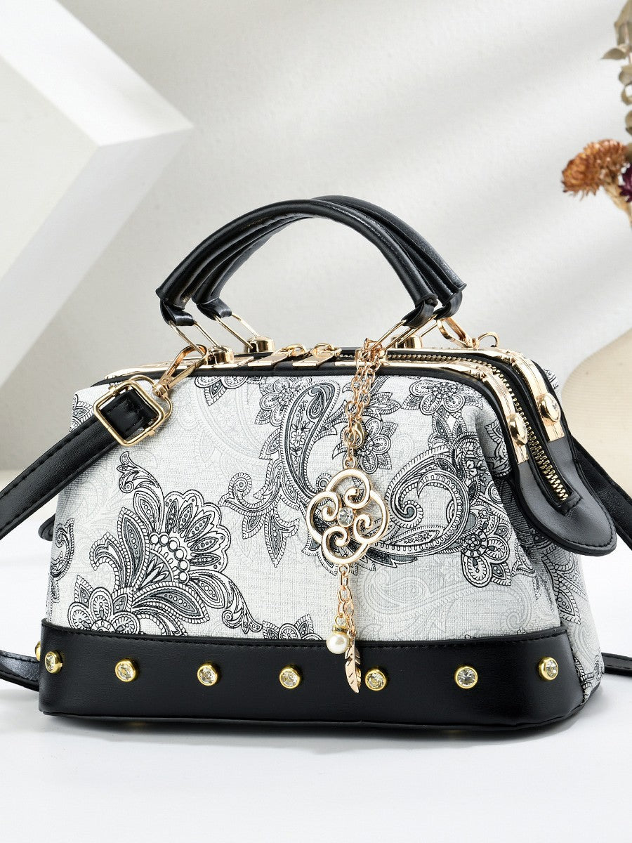Women's Style Embossed Pillow Large Capacity Western Hand Carrying Bags