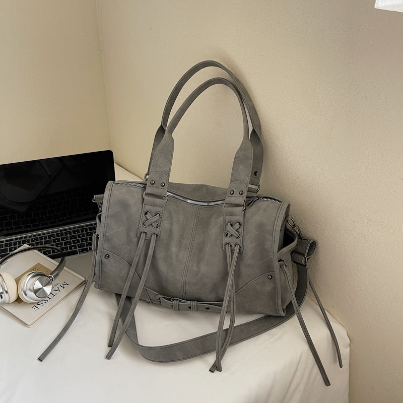 Women's Motorcycle Trendy Cool Soft Leather Retro Large Capacity Handbags