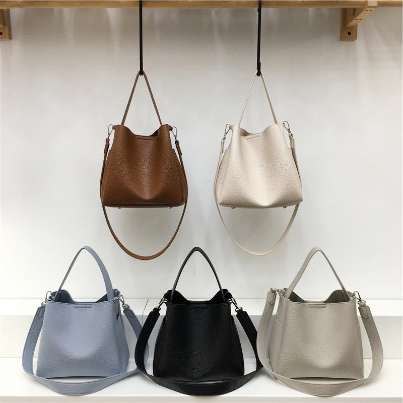 Feel Lychee Pattern Soft Leather Portable Simple Women's Shoulder Bag