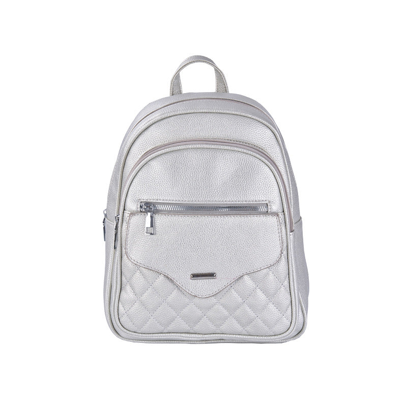 Women's Diamond Plaid Soft Leather Mini Simple Commute Solid Backpacks