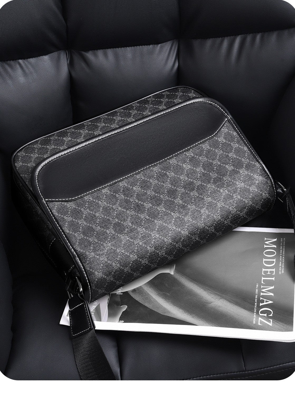 New Men's Fashion Trendy Plaid Hundred Men's Messenger Bag