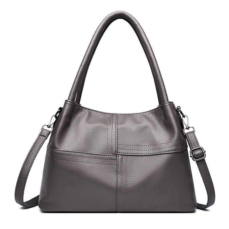Women's Texture Stitching Soft Leather Leisure Commute Women's Messenger Bag