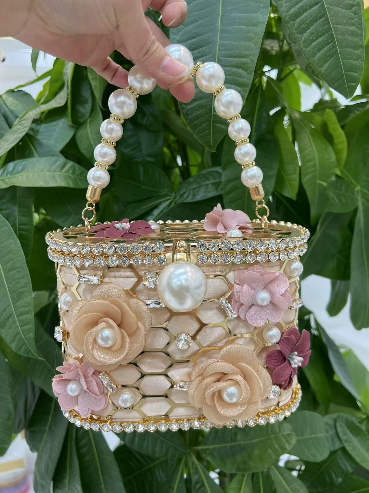 Women's Full Diamond Floral Decorations Portable Fashion Women's Messenger Bag